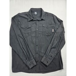 ENYCE USA Denim Goods Long Sleeve Button Up Shirt Men's XL Gray Globe Trekker